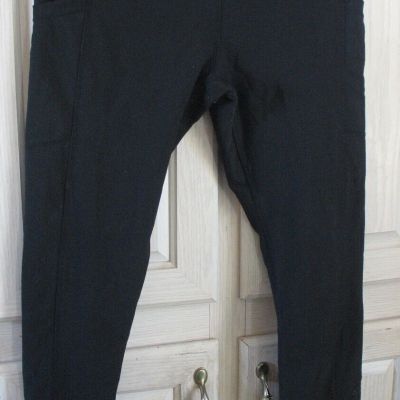 Leggings MONDETTA Women's Active Athletic pants sheer pockets size MEDIUM Black